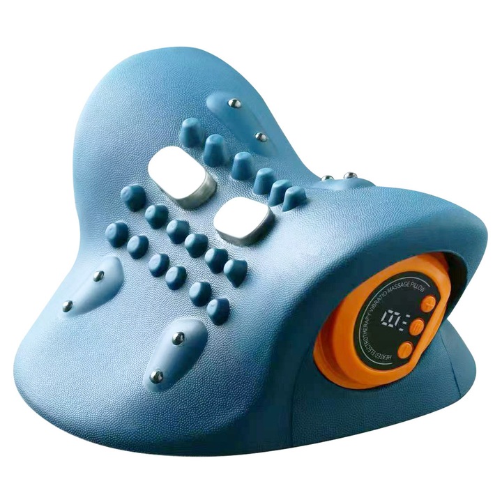 Масажна възглавница, вибрации, с масажни глави, тъмносиня