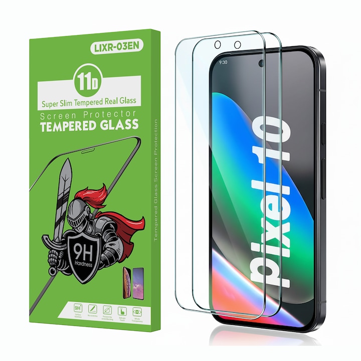 Set 2 Folie Protectie pentru Google Pixel 10 / Pixel 10 Pro, Sticla Temperata 9H+, Claritate Super HD, Tratament Oleofob si Anti-Amprente, LIXR-03EN®