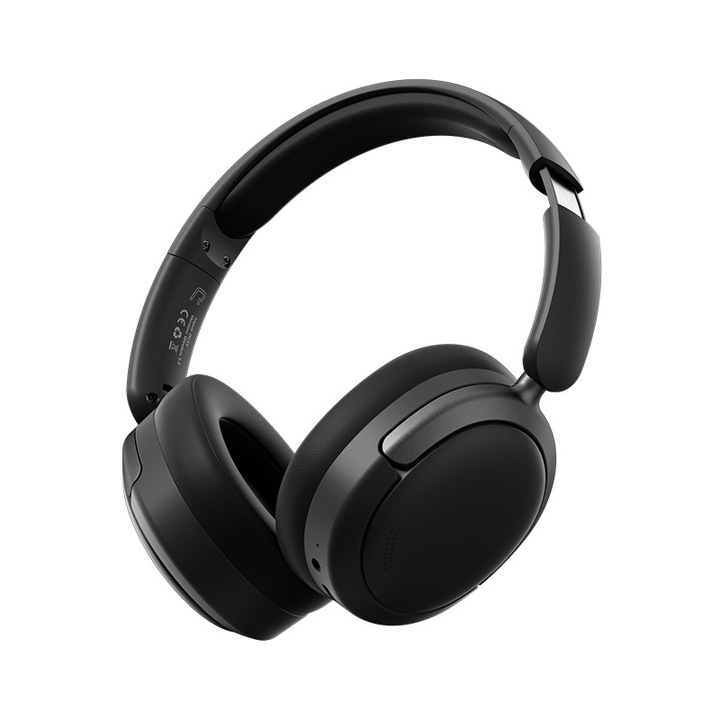 Vezeték nélküli fejhallgató, fülre helyezhető, fekete, Bluetooth 5.3, hosszú akkumulátor-élettartam