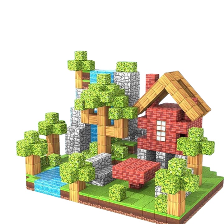 Комплект магнитни блокчета, 501 части, супер примитивна гора, образователни играчки за деца 3-8 години