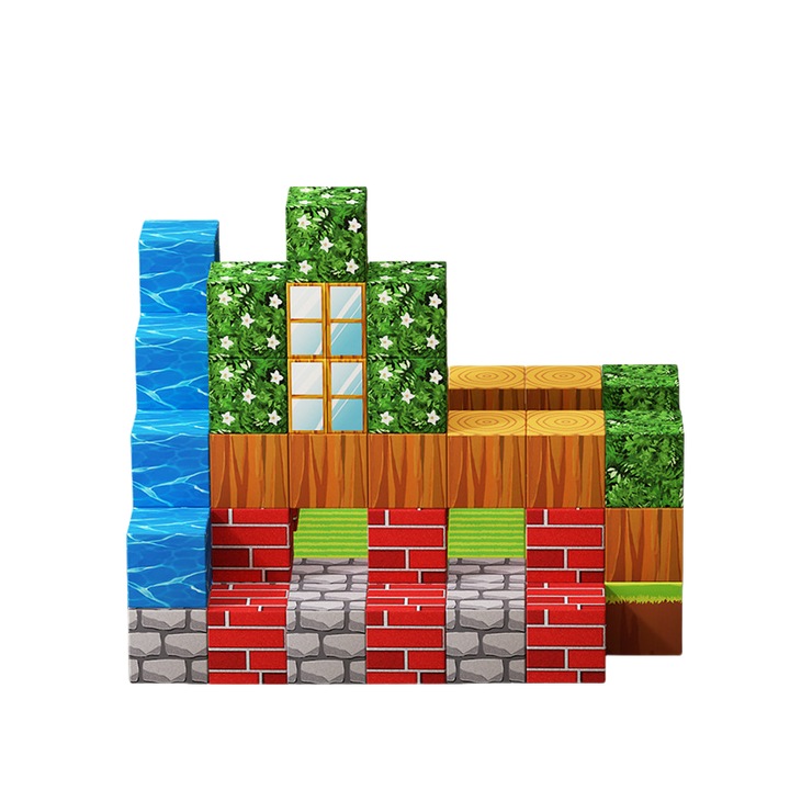 Mágneses építőjáték készlet, 65 darabos, kreatív játék gyerekeknek, többszínű, 3-8 év