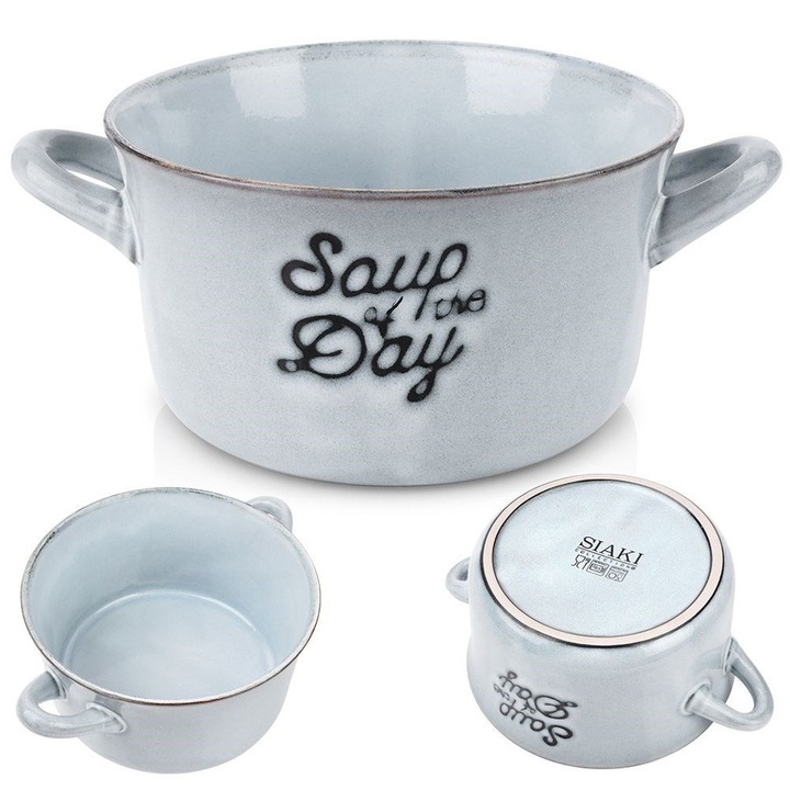 Miska bulionowka Artemis, ceramica, 600 ml, 17x13,5x7,5cm, albastru