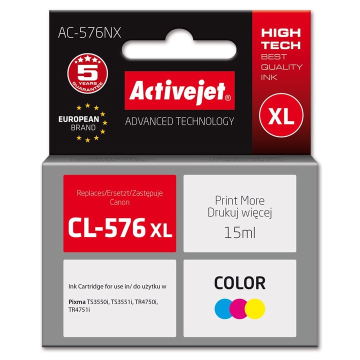 Activejet AC-576NX tintasugaras patron, készlet, 15 ml, többszínű