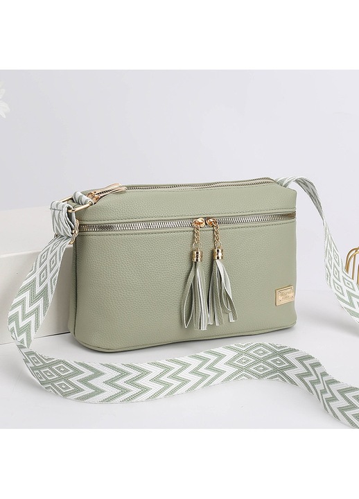 Geanta de umar pentru femei LUXWTB, Verde, material PU, franjuri la fermoar, compartimente multiple, ideala pentru uz zilnic sau cadou