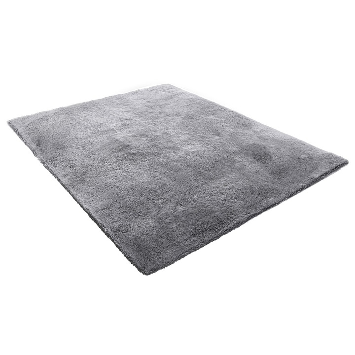 Covor shaggy, 2.44x3,05m, antiderapant, gri fumuriu, pentru living si dormitor