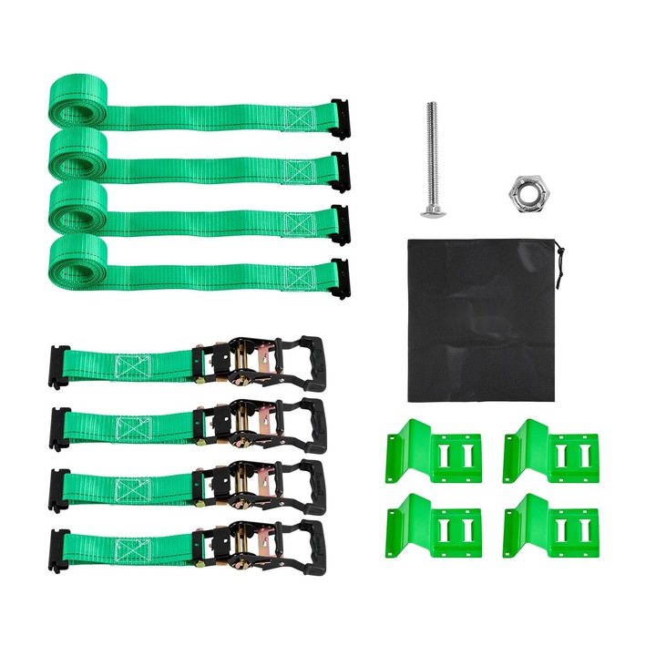 Kit ancorare roti pentru remorca, Curele stil chock cu catarama, Rezistenta la rupere 1986, 7 kg, Sarcina de lucru 662 kg, Pentru motociclete/ATV/UTV, Carlige de prindere