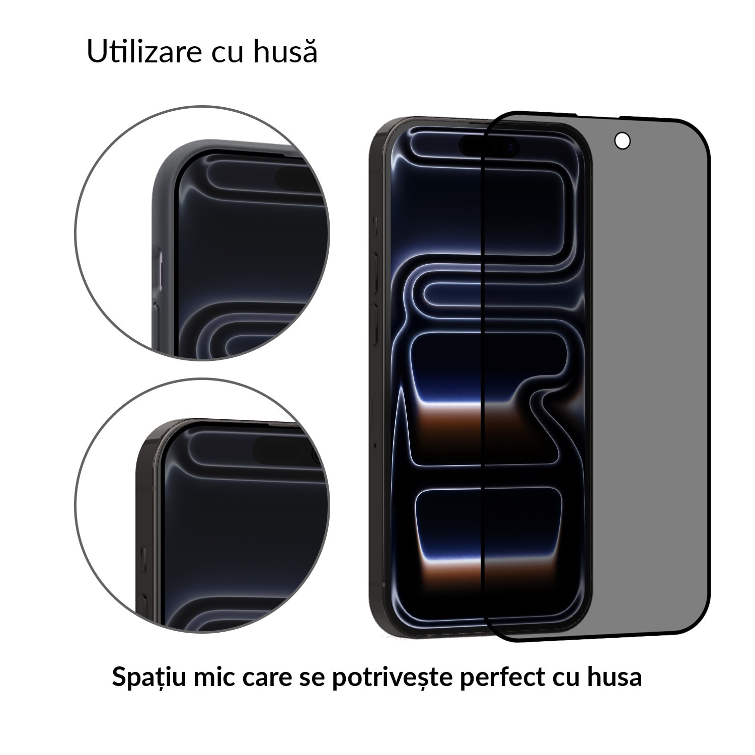 Folie Sticla Dr.Shield, Compatibil cu Apple iPhone 17 Pro Max, Protectie Profesionala 3D, Full Cover, Model Privacy