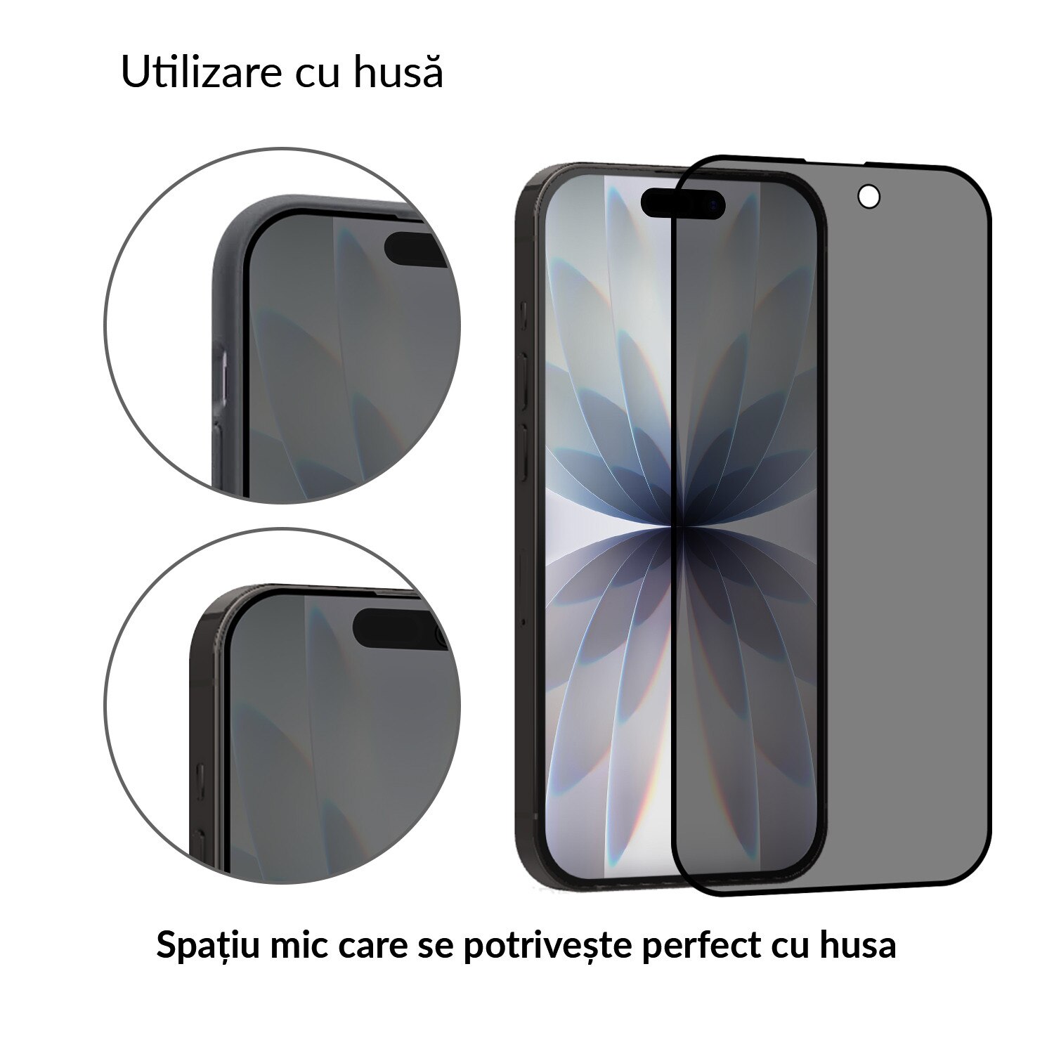 Folie Sticla Dr.Shield, Compatibil Apple iPhone 17, Protectie Profesionala 3D, Full Cover, Model Privacy