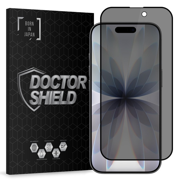 Folie Sticla Dr.Shield, Compatibil Apple iPhone 17, Protectie Profesionala 3D, Full Cover, Model Privacy