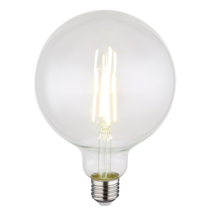 Átlátszó üveg LED függőlámpa, szabályozható, ø: 125mm, M: 175mm, 1x E27 LED 7W 230V, 800lm forrás, 800lm kimenet, 4000K