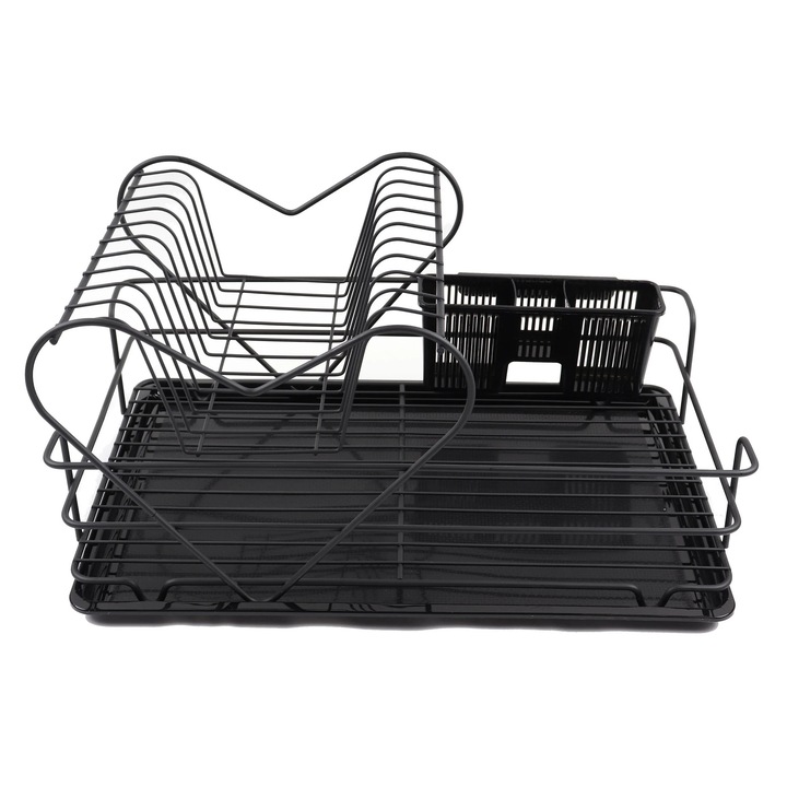 Suport bucatarie, pentru vase, Tekno-tel, KB011B, cromat, 33 x 48 x 26 cm + tava + Suport bucatarie, tacamuri