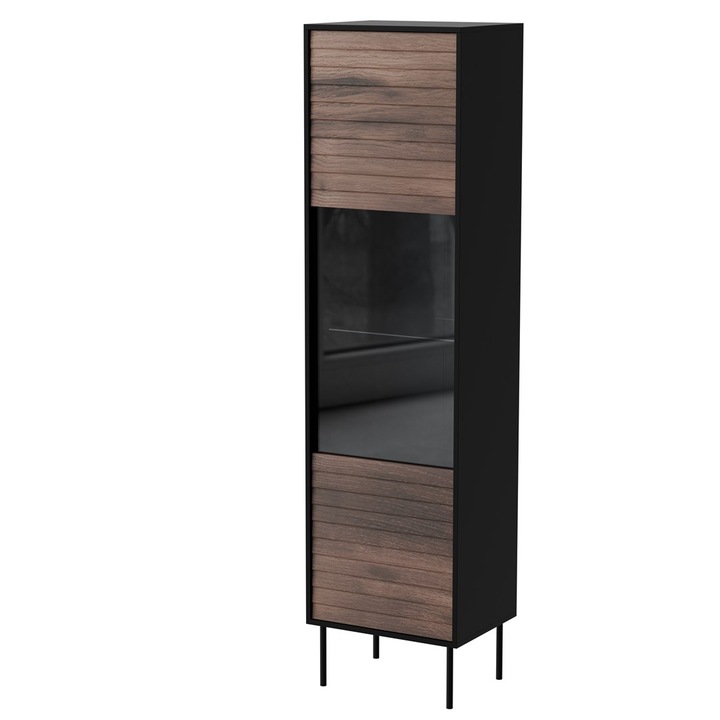 Vitrina Cama MEBLE, 53x40x182cm, negru/nuc