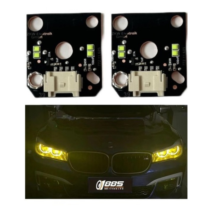 Set module Galbene CSL Style Angel Eyes DRL pentru BMW Seria 7 G11, G12 2014-2019 - 63117440361, 7440361