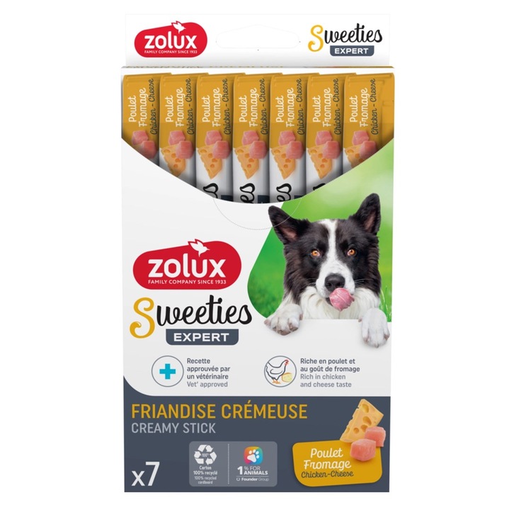 Biscuiti pentru caini ZOLUX Sweeties cu pui si branza, set 7x14g