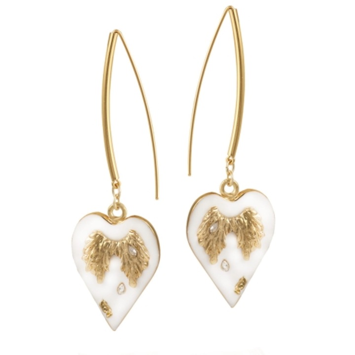 Cercei Colibra, colectia Angel, cu inima, cristale Preciosa, 7,5cm