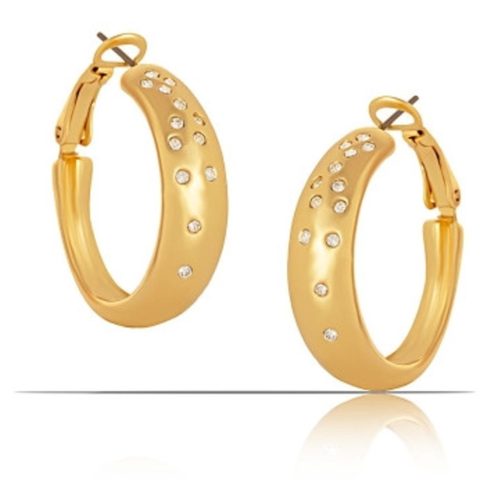 Cercei Colibra cu cristale Preciosa, rotunzi, aurii, set