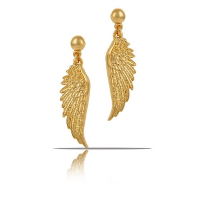 Cercei Colibra cu aripi, 4,5 cm, placati cu aur