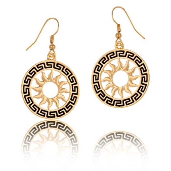 Cercei Colibra model cu soare, 5cm, moneda 3cm, negru