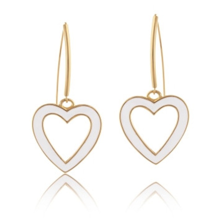 Cercei Colibra, inimi albe, 6cm, set cu design artistic