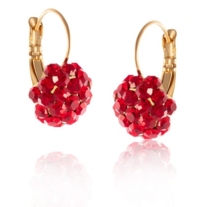 Cercei Colibra, cu cristale Preciosa, 2cm lungime, 1,2cm diametru