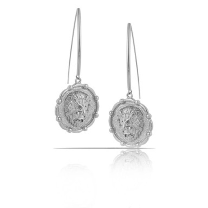 Cercei Colibra cu cap de leu, 7cm lungime, 3cm diametru