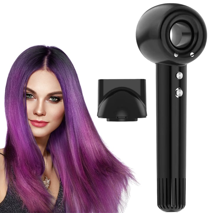 TrustTech professzionális csendes hajszárító negatív ionokkal, fekete, Anti-Frizz (600 millió negatív ion), 110.000 ford./perc, 3 sebesség, 45-70 °C hőmérséklet, koncentrátor fúvóka, digitális motor