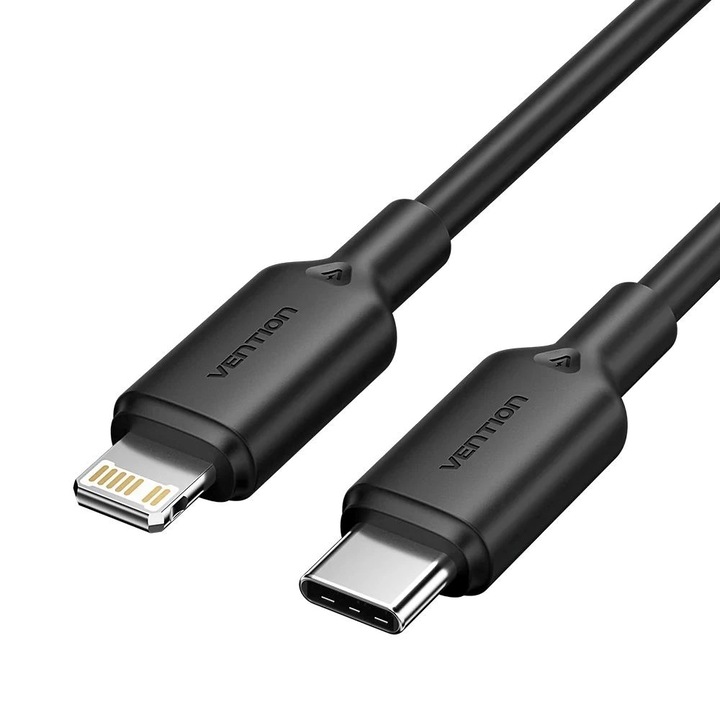 Cablu de date USB-C la Lightning 3A 480Mbps 1m, Vention, negru