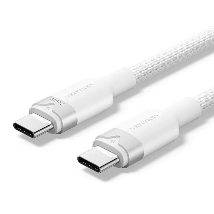 Cablu USB-C la USB-C 2.0 PD 3.1 Vention 5A 240W 2m, alb