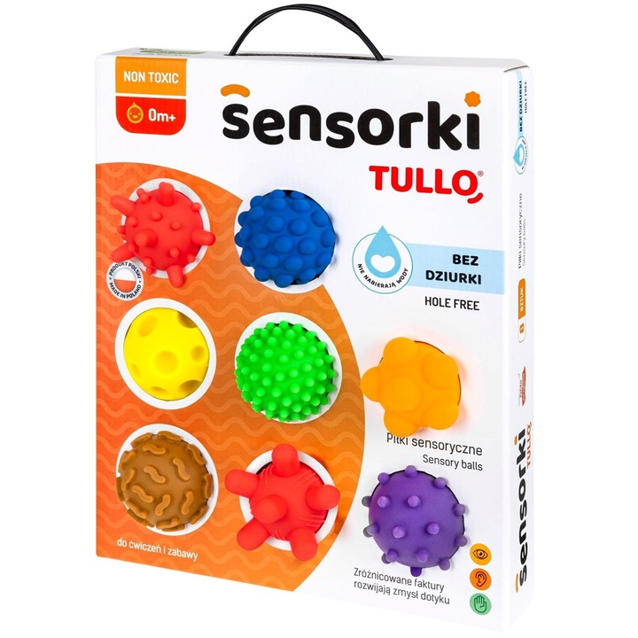 Set jucarii interactive bebelusi TULLO bile senzoriale, 8 bucati