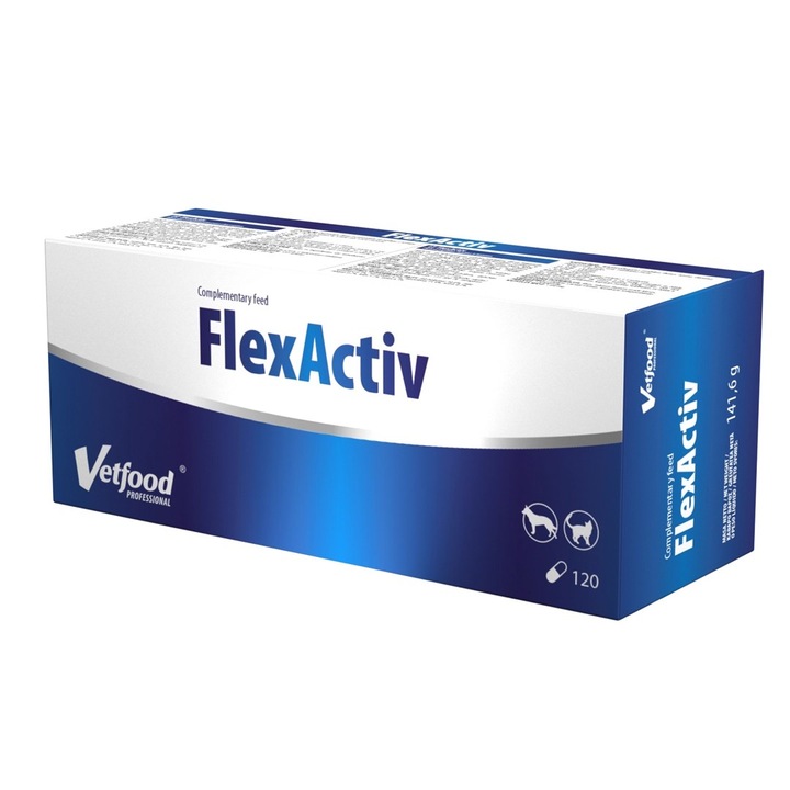 VetFood FlexActiv pentru articulatii, 120 capsule, supliment nutritiv pentru caini si pisici