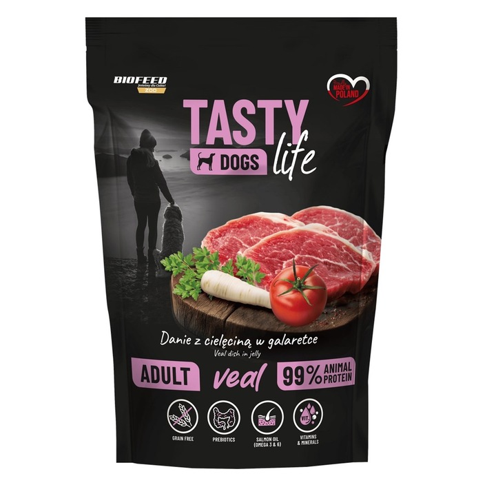 Hrana pentru caini, BIOFEED, Tasty dog life Mini, 90% carne de vita, 150g