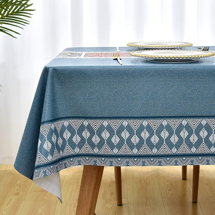 Fată de Masă, BYONDSELF, PVC, Impermeabilă, Albastru, 110x160cm