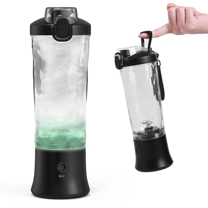 Blender portabil, 450ml, 12 lame, BPA-free, design compact, ideal pentru birou, sala de sport si calatorii