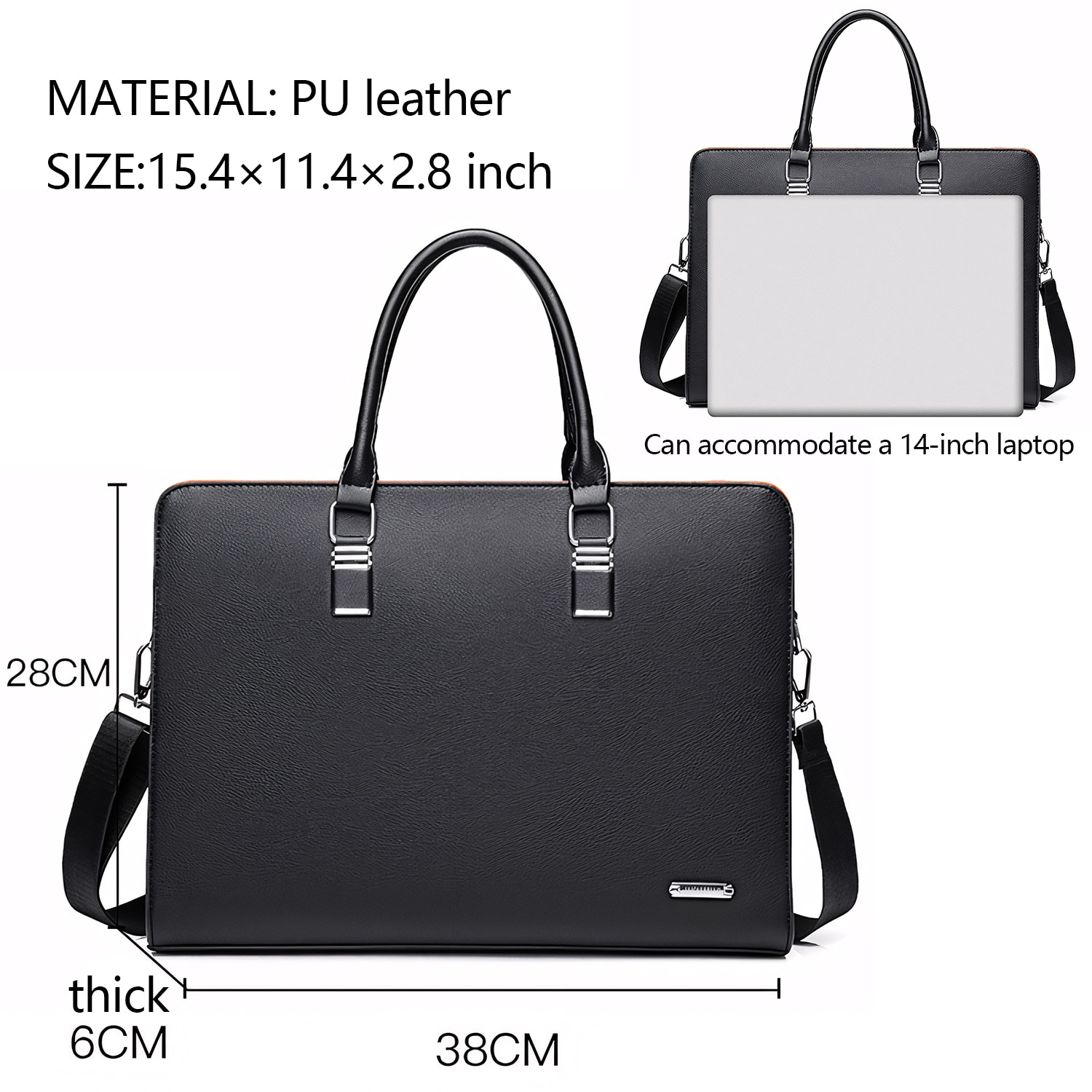 Geanta Laptop Din Piele Naturala, BYONDSELF, ompartiment Pentru Laptop 14-inch, Curea De Umar Ajustabila, Multiple Compartimente, 39.1x29x7.1cm, Ideala Pentru Birou Si Calatorii, Negru