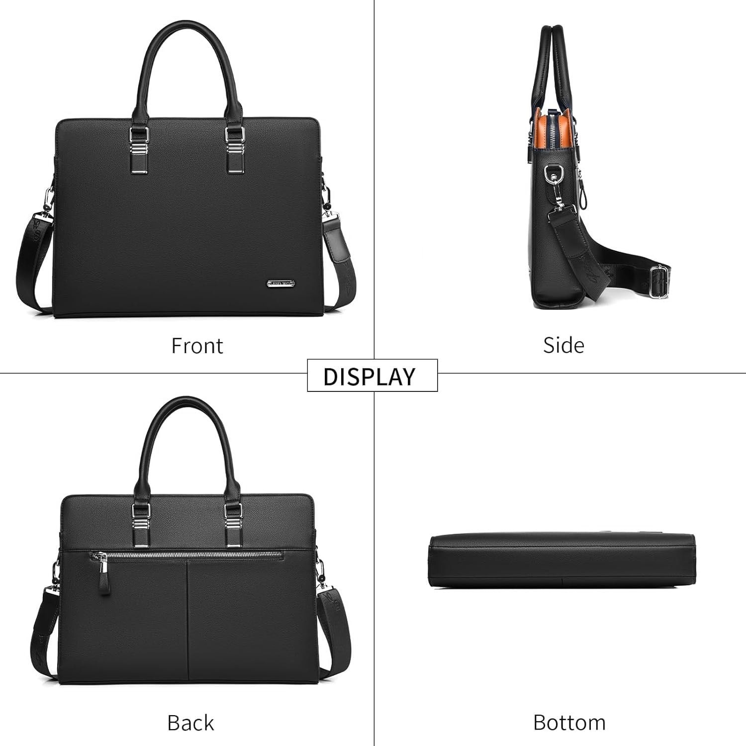 Geanta Laptop Din Piele Naturala, BYONDSELF, ompartiment Pentru Laptop 14-inch, Curea De Umar Ajustabila, Multiple Compartimente, 39.1x29x7.1cm, Ideala Pentru Birou Si Calatorii, Negru