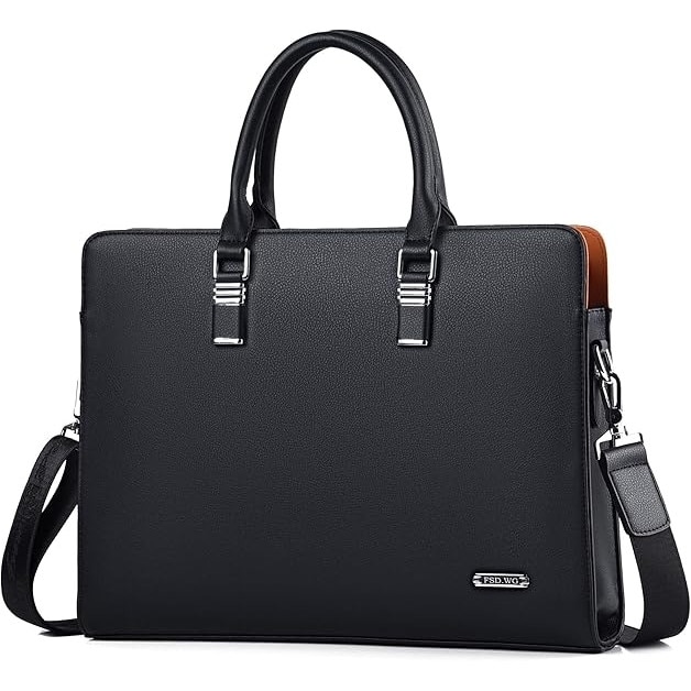 Geanta Laptop Din Piele Naturala, BYONDSELF, ompartiment Pentru Laptop 14-inch, Curea De Umar Ajustabila, Multiple Compartimente, 39.1x29x7.1cm, Ideala Pentru Birou Si Calatorii, Negru