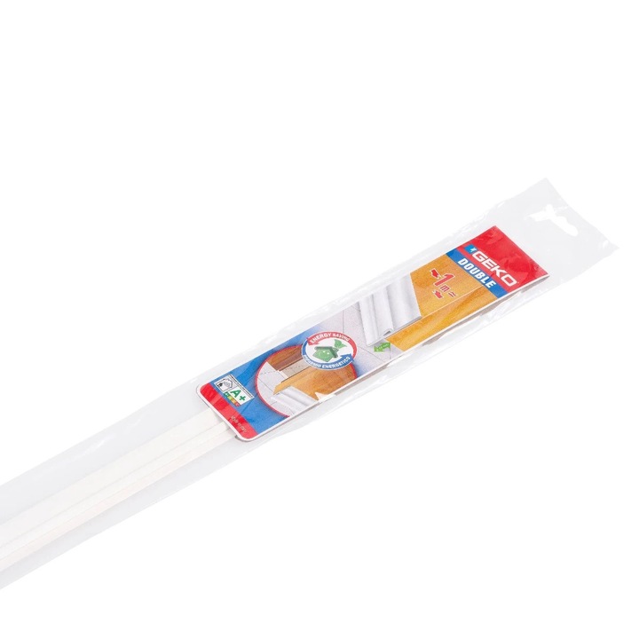 Прагов изолатор за врати, Geko Double, твърд PVC, бял, 1 м