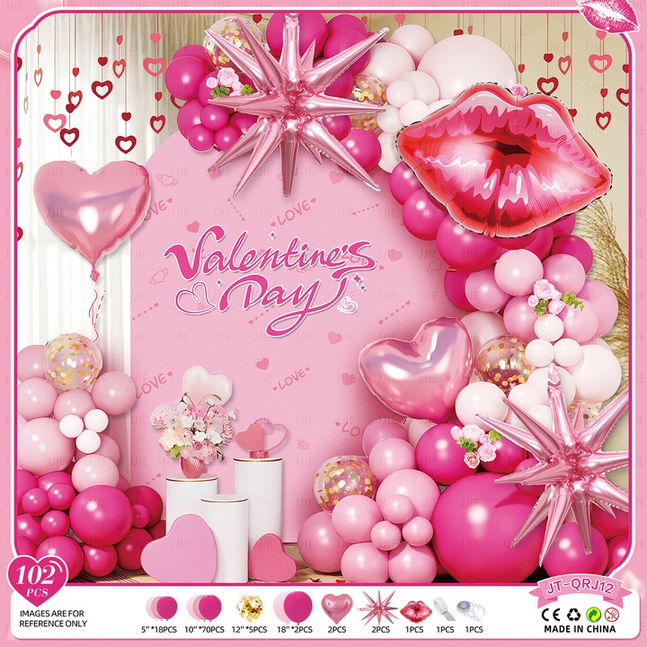 Комплект балони за арка за Свети Валентин, фолиеви балони с любов, декорации за сватба и годеж