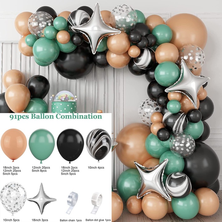 Комплект декорации с балони за Свети Валентин и рождени дни, модел ахат, многоцветен