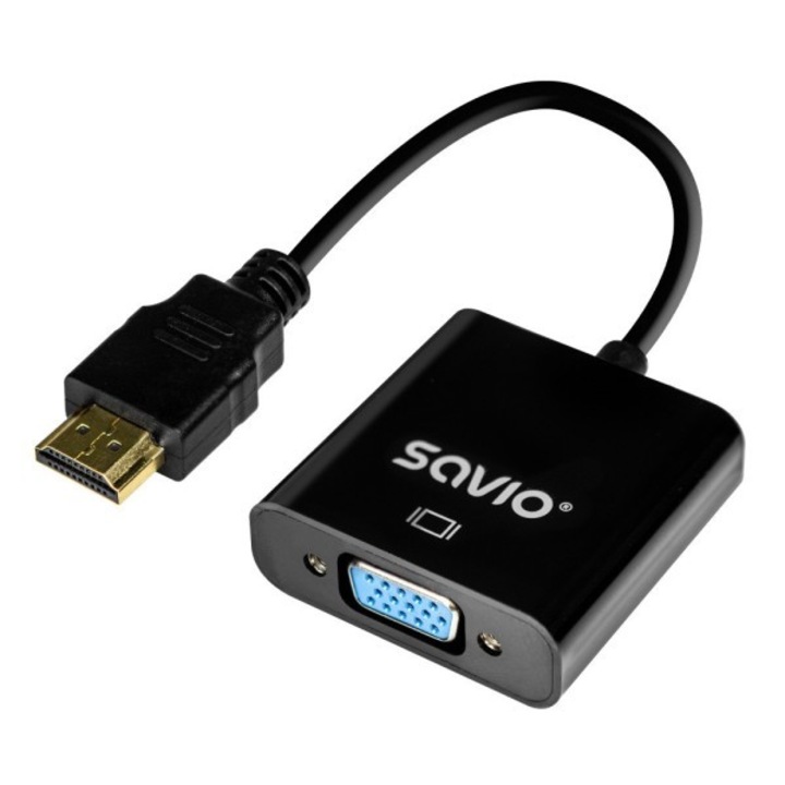 Adapter SAVIO HDMI - VGA, fekete