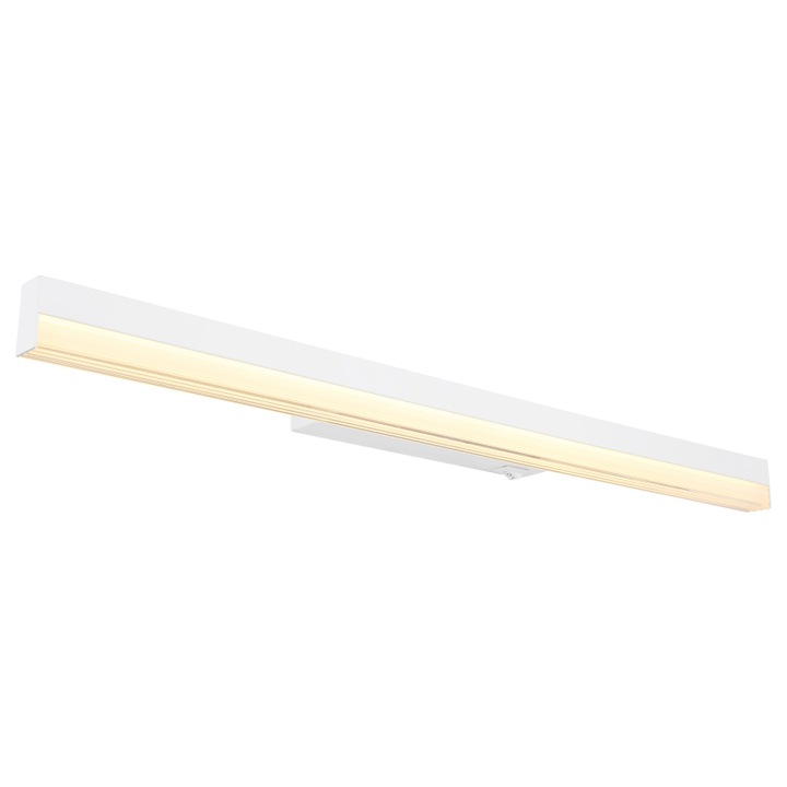 Fali lámpa fém/alumínium matt fehér, opál akril, billenőkapcsoló a terméken, fokozatkapcsoló, kiegészítő funkciók: 3000K vagy 6000K kapcsolható, HxSz: 600x40mm, KI: 60mm, LED 12W 230V, forrás 1400lm, kimenet 700lm, CCT 3000/6000K mellékelve