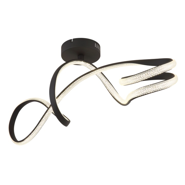 Mennyezeti lámpa, matt fekete fém, matt fekete alumínium, átlátszó műanyag, átlátszó akrilkristályok, HxSzxM: 908x280x330mm, LED 30W 230V, 3650lm forrás, 2350lm kimenet, 4000K