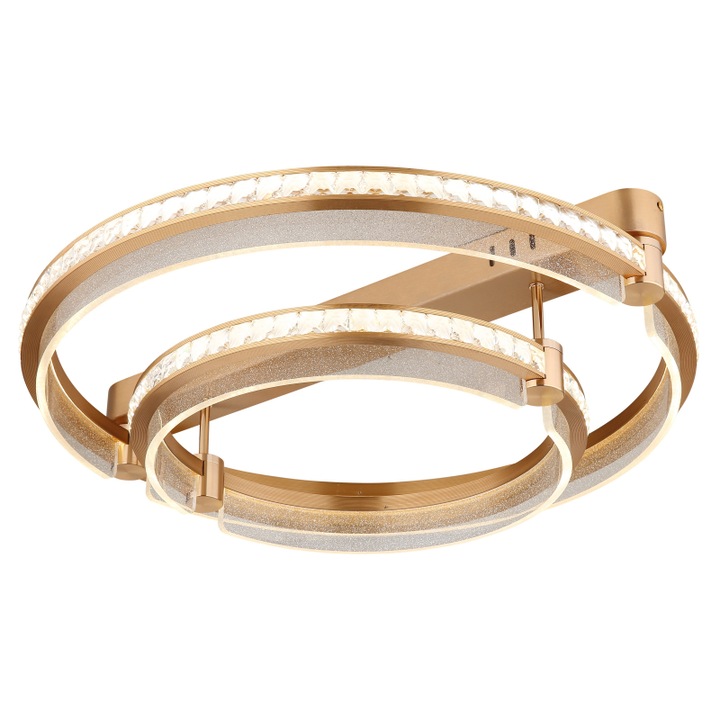 Mennyezeti lámpa fém/alumínium arany, kristályok K5 átlátszó, akril átlátszó, állítható, több fokozat falikapcsolóval, memória, távirányító, ø:600mm M:170mm, LED 78W 230V, forrás 1025-9162lm, kimenet 430-4143lm, CCT 2700-6000K