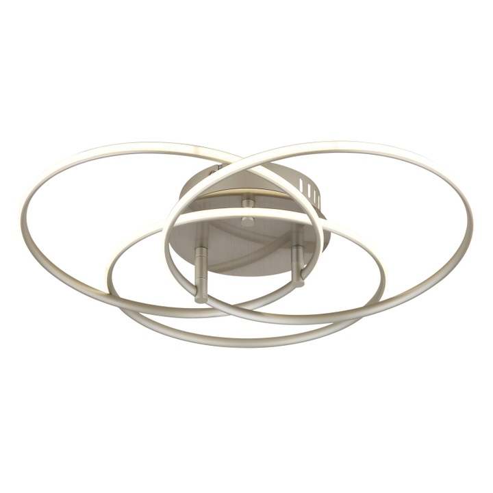 Mennyezeti lámpa matt nikkel fém, matt nikkel alumínium, opál műanyag, forgatható/állítható, ø: 456mm, M: 94mm, LED 40W 230V-tal, 4680lm forrás, 3520lm kimenet, 4000K