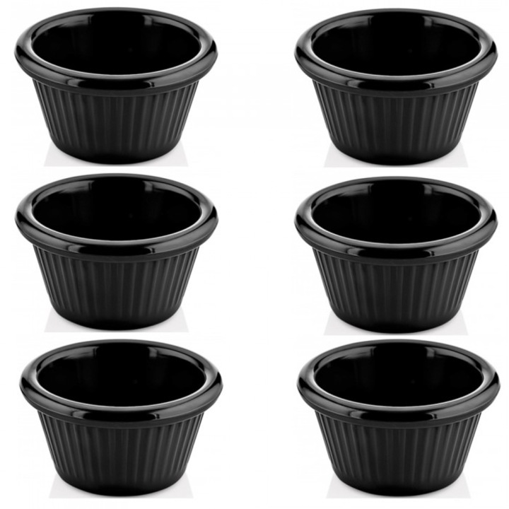 Set 6 boluri melamina negru RAKI 5, 8x5, 8x2, 7cm 30ml