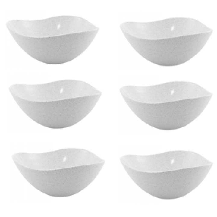 Set 6 boluri melamina RAKI Vezhi 5, 8x5, 8xh2, 5 cm alb