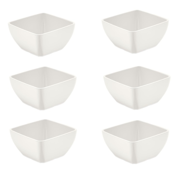 Set 6 boluri patrate din melamina alb RAKI Volma 12x12xh6, 5