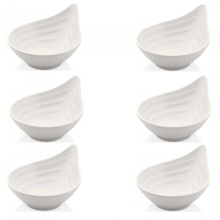 Set 6 boluri melamina picatura RAKI WHITE 9, 5x9, 5x5, 5cm
