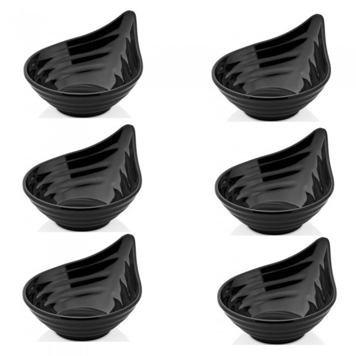 Set 6 boluri picatura melamina RAKI BLACK 9, 5x9, 5x5, 5cm