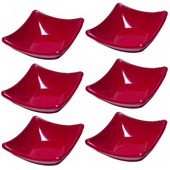 Set 6 boluri patrate melamina Culinaro Red 8, 5x8, 5x3, 5cm